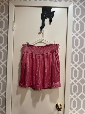 Women's Pink Shirred Waist Shorts with pockets